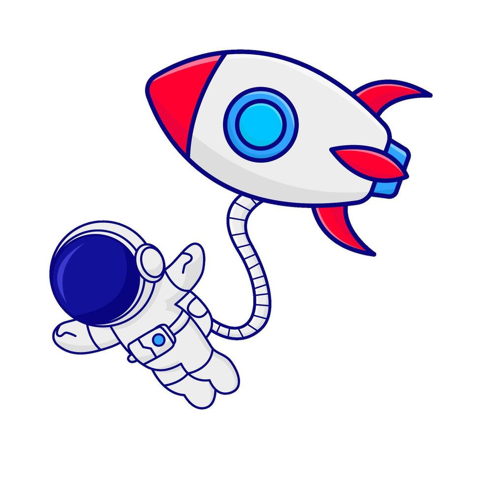 cohete con astronauta ilustración vector