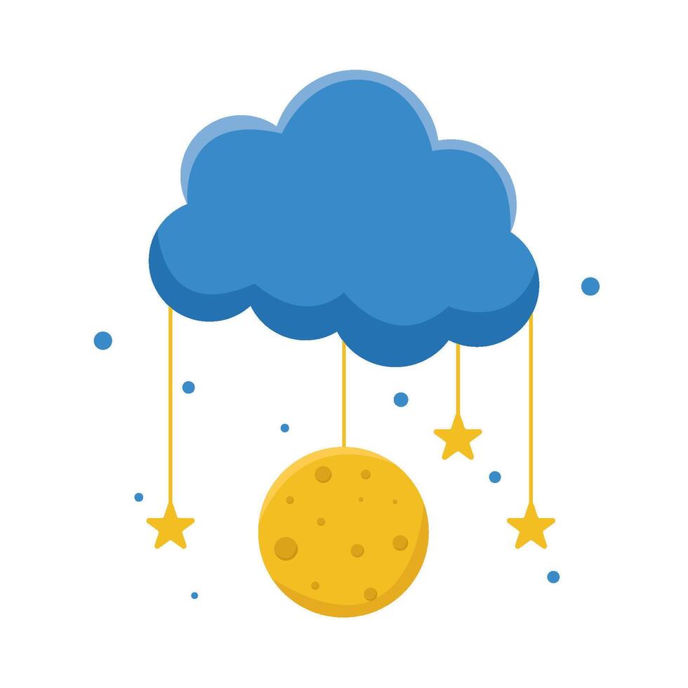 moon with star in cloud illustration vector