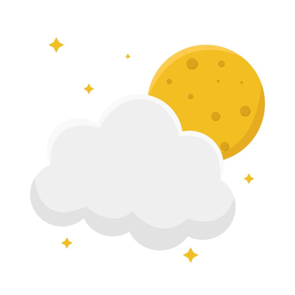 moon cloud with sparkle illustration vector