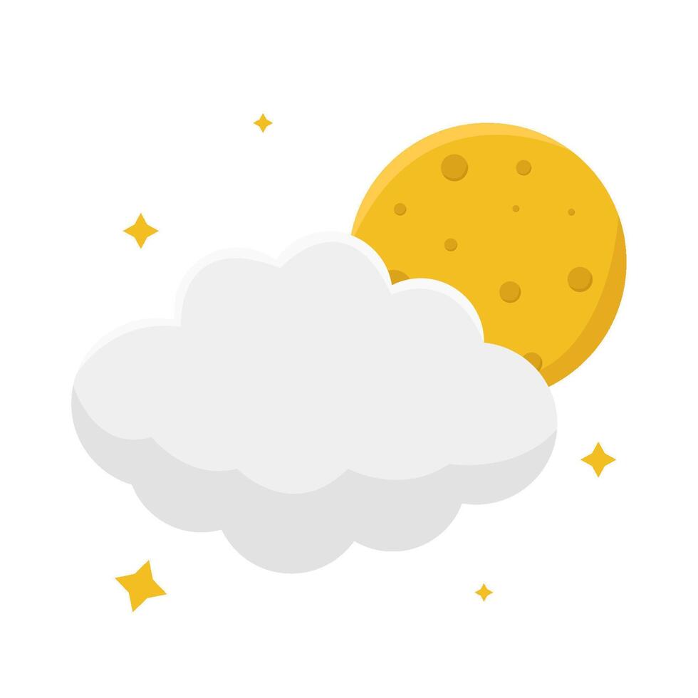 cloud moon with sparkle illustration vector