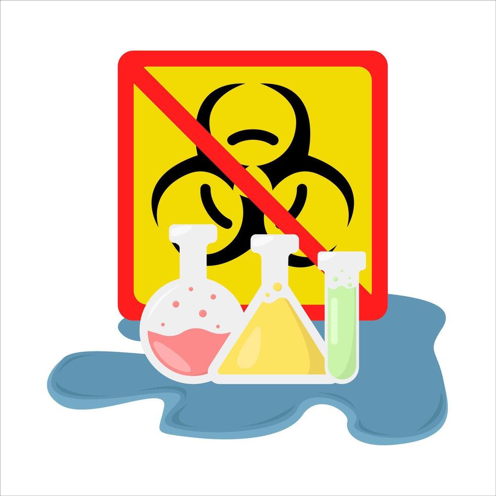 radiation in  no sign board with  potion illustration vector