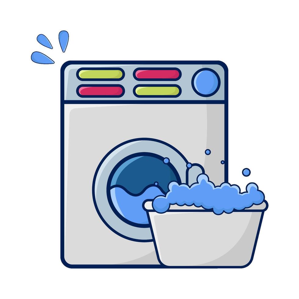 washing machine with bassin illustration vector