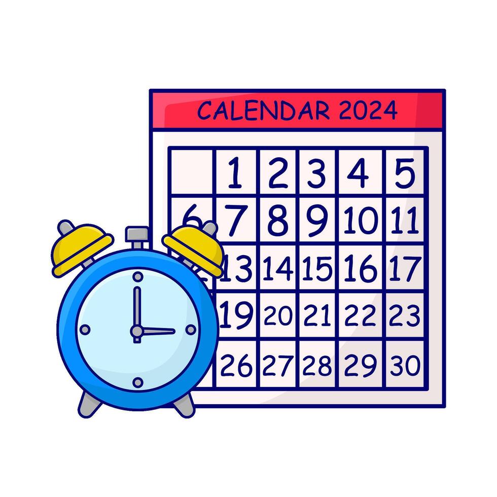 calendar with alarm clock time illustration vector