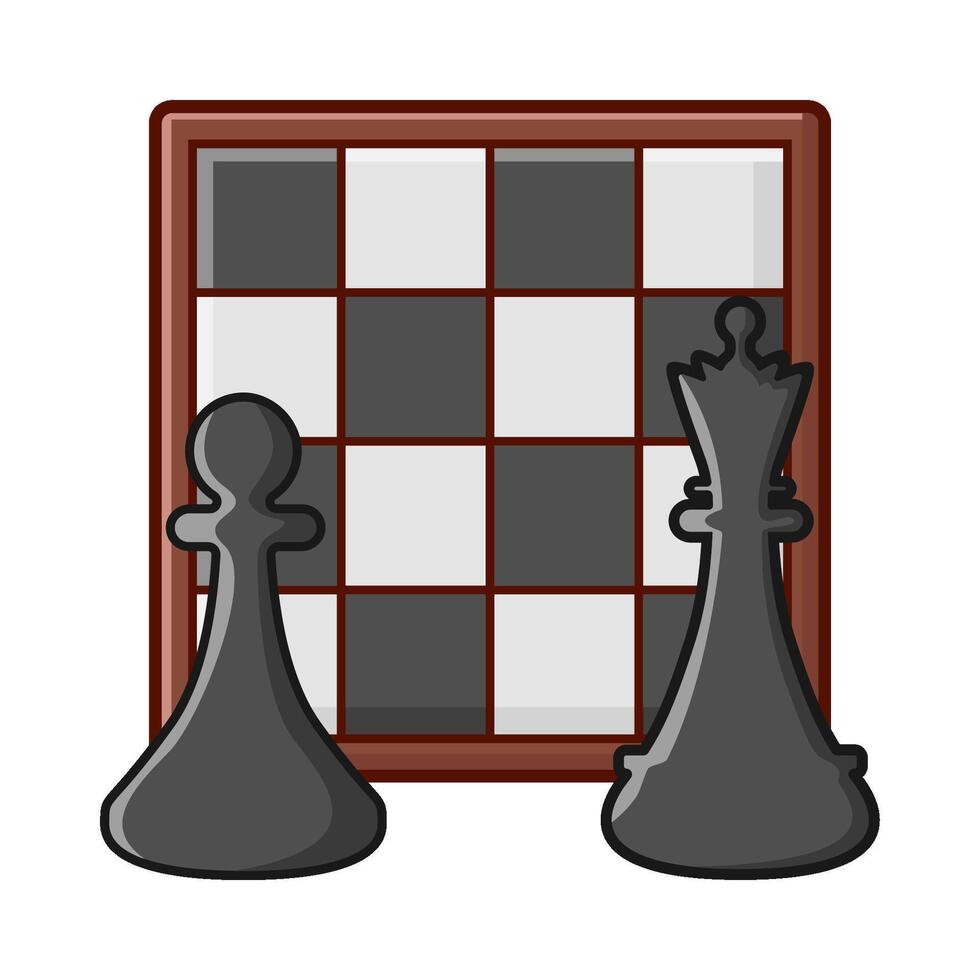 board  chess, pawn chess with queen chess illustration vector