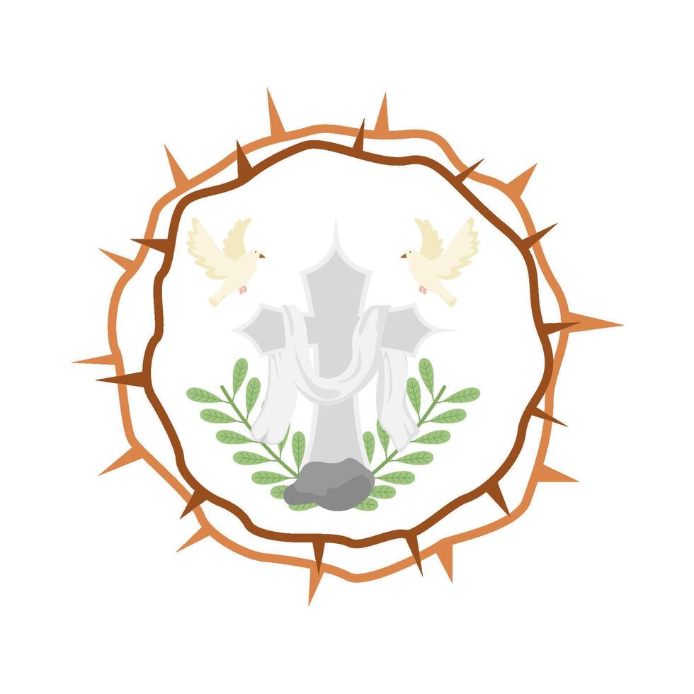christian cross religious with bird in circle   illustration vector