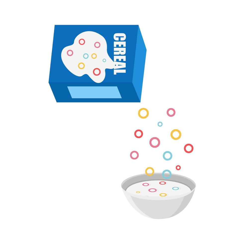 box cereal with cereal in bowl illustration vector