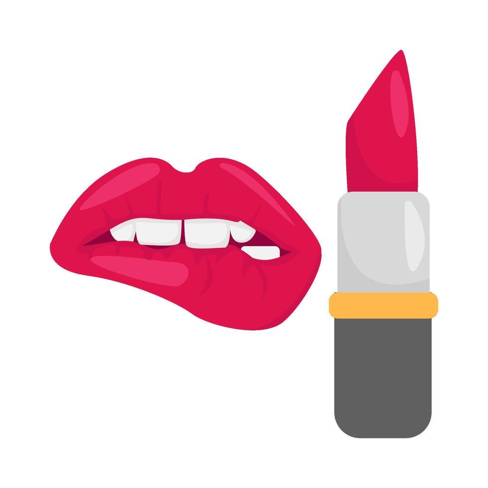 labios mujer con lápiz labial ilustración vector