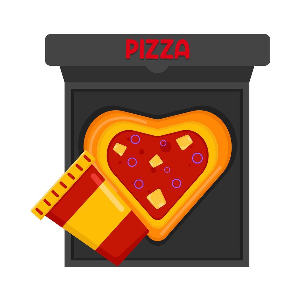 Illustration of pizza and soda vector
