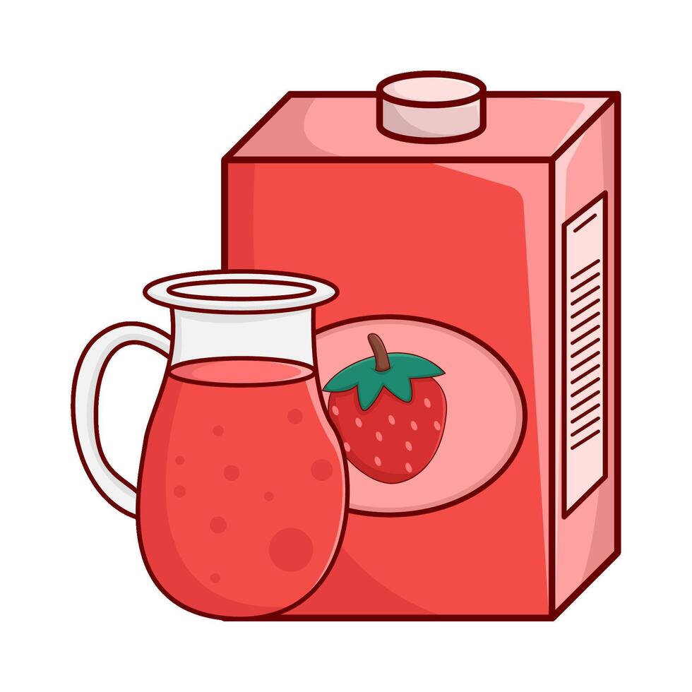 caja fresa jugo con tetera fresa jugo ilustración vector