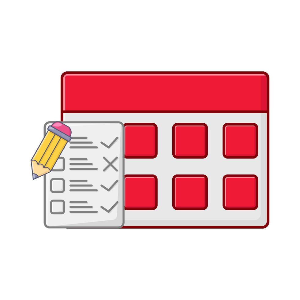 task list, pencil with calendar illustration vector