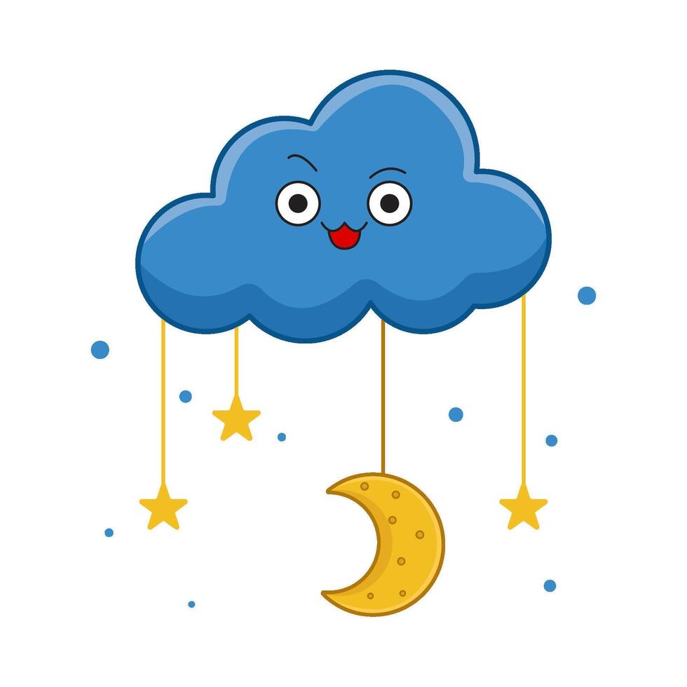 moon with star in cloud illustration vector