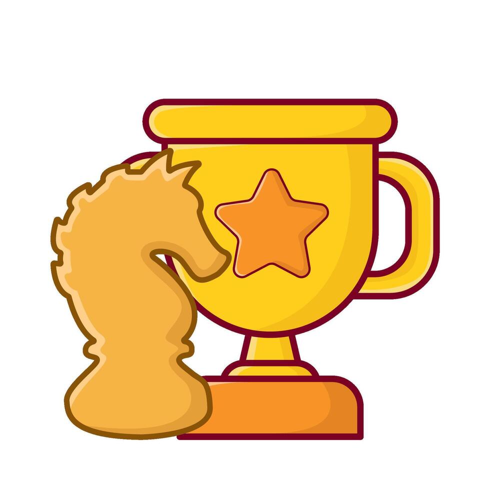 knight chess with trophy illustration vector