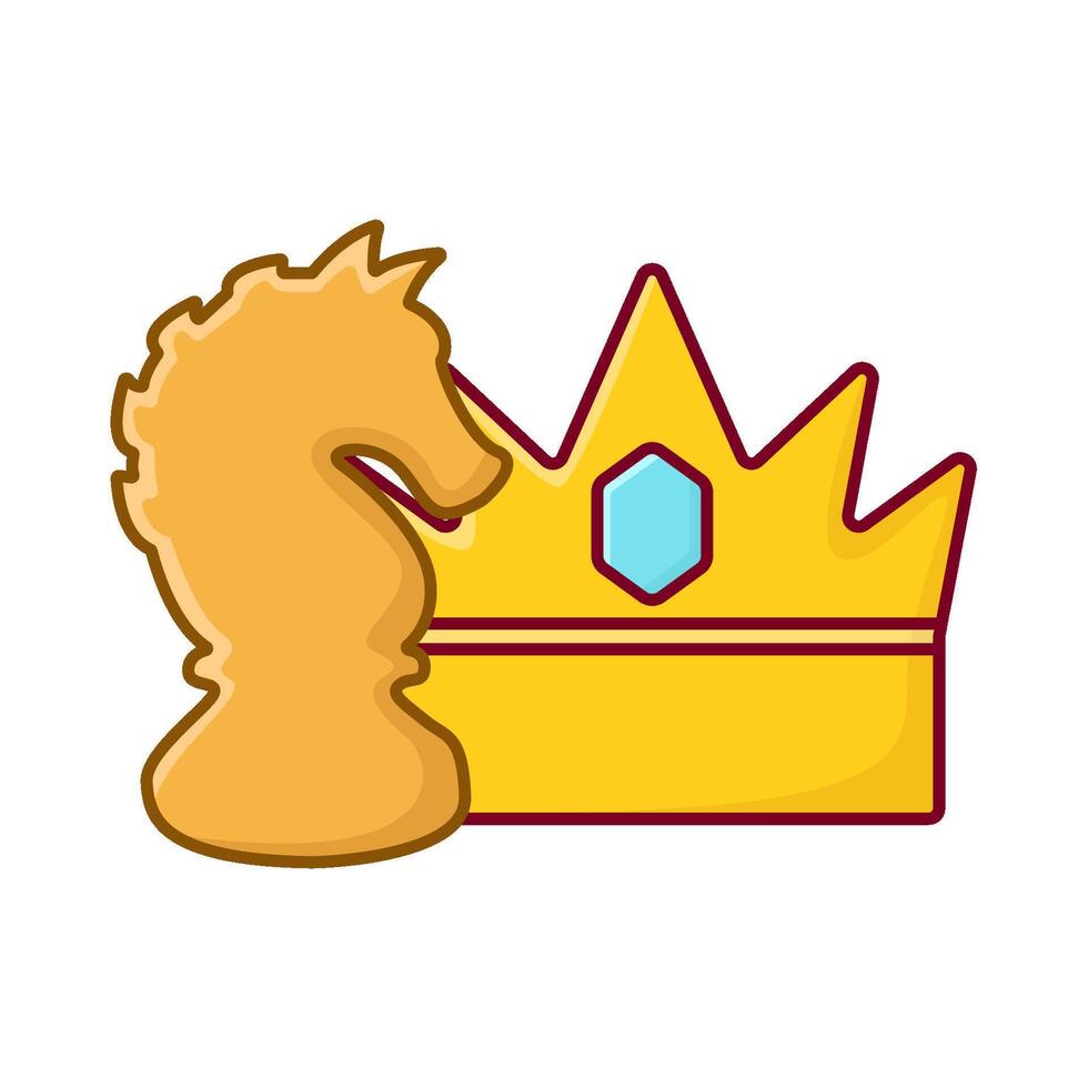 crown with knight chess illustration vector