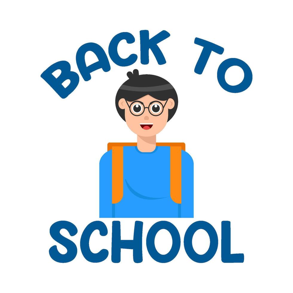 back to school text  with student illustration vector