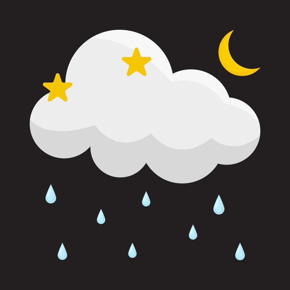 night rain with moon illustration vector