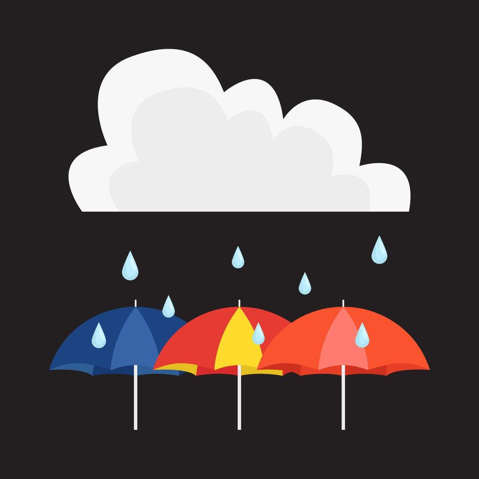 rain with umbrella illustration vector