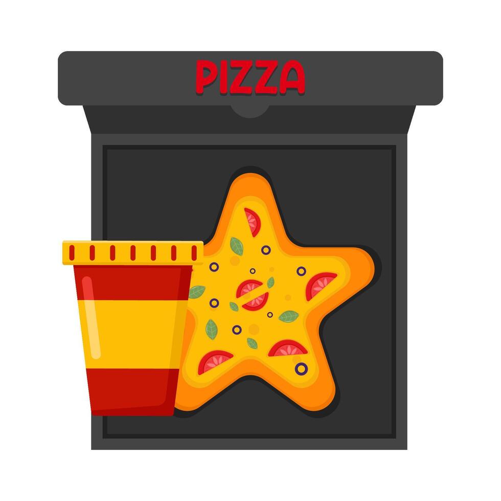 Illustration of pizza and soda vector