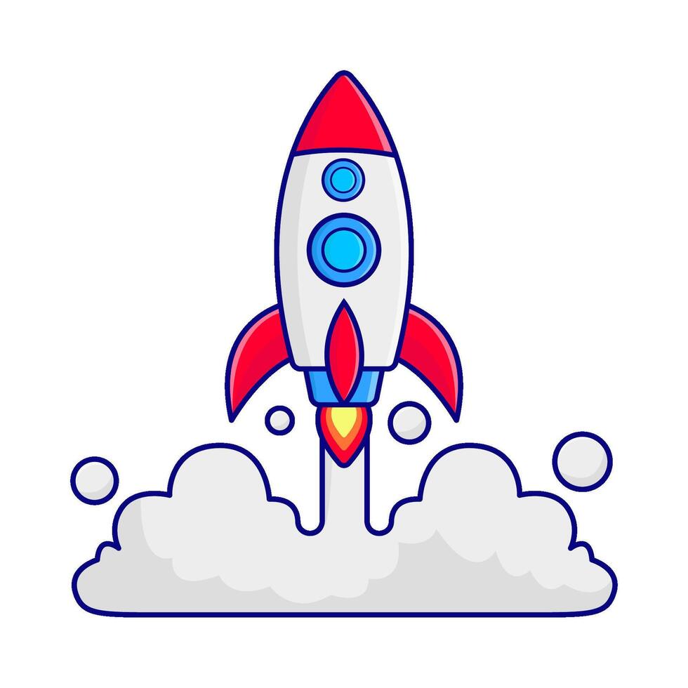 rocket fly illustration vector