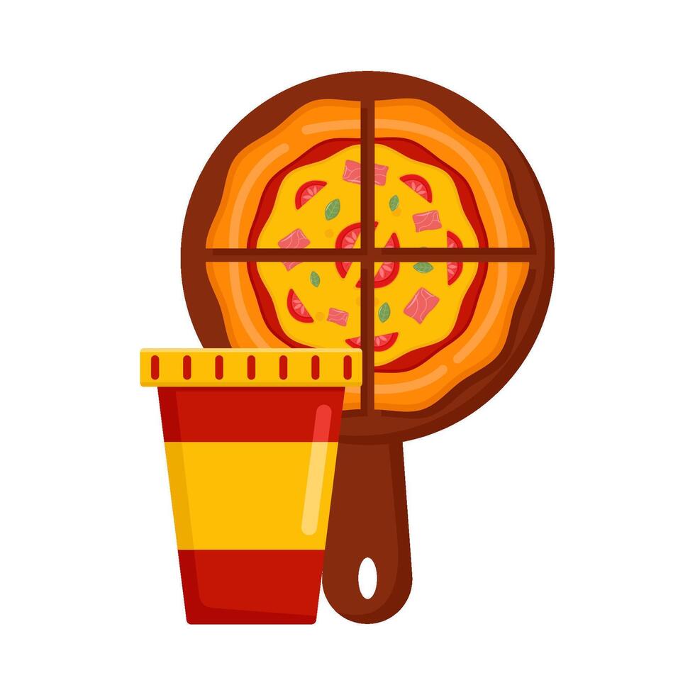 Illustration of pizza and soda vector