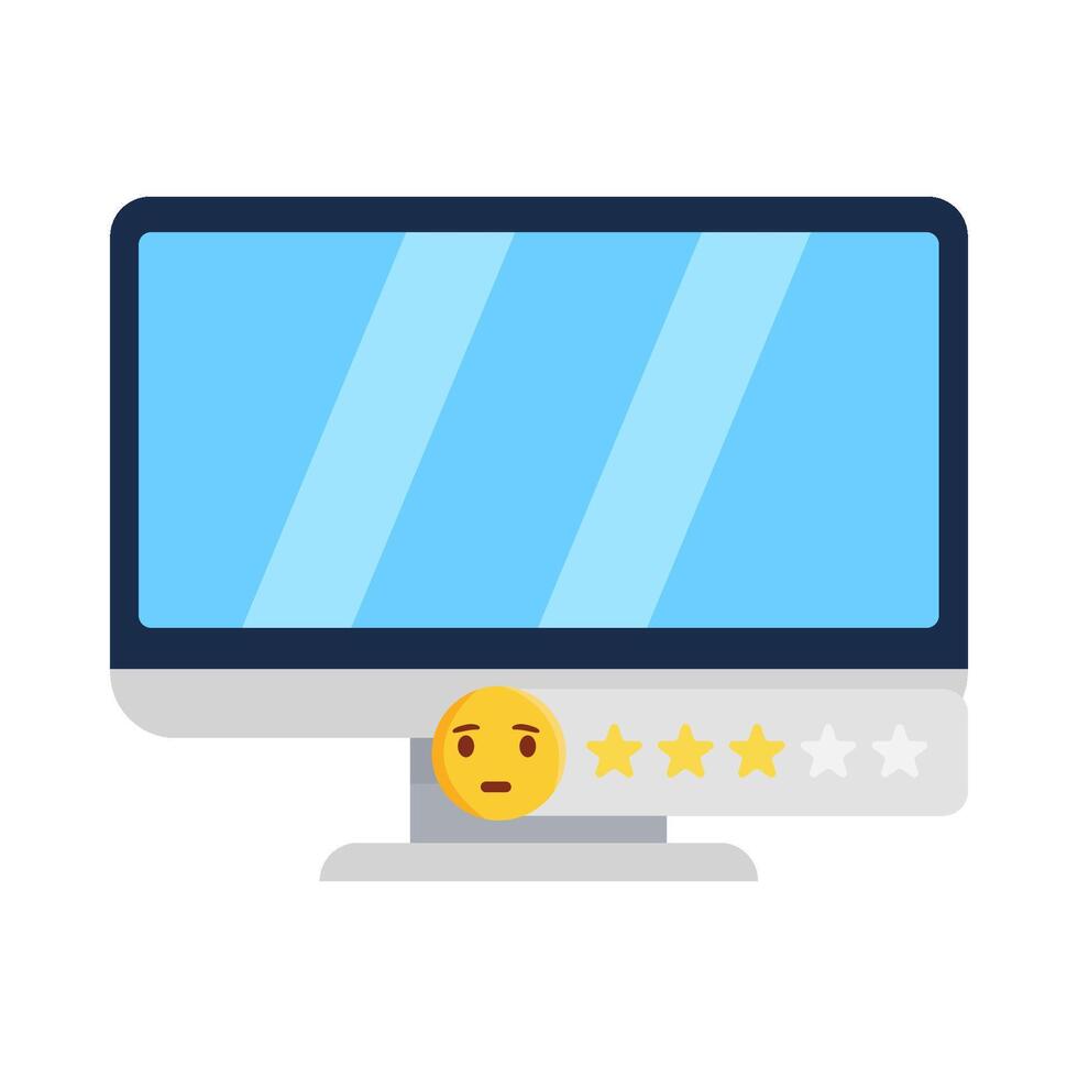 revisión estrella, emoji con computadora ilustración vector