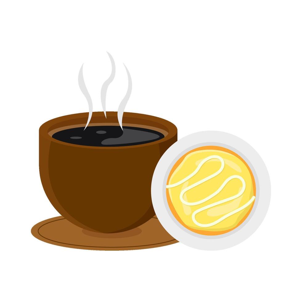 café bebida con rosquillas ilusión vector