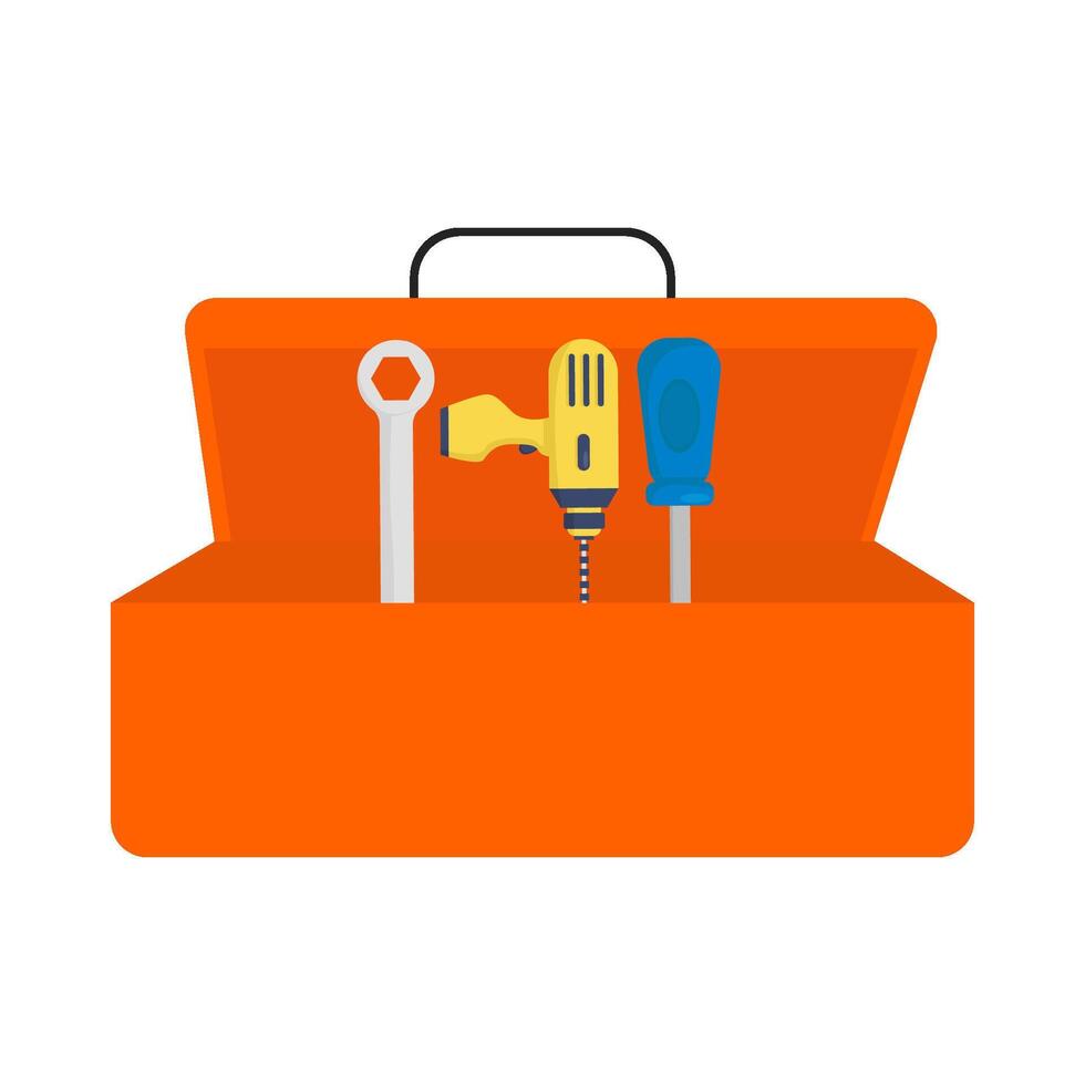 construction tools in box  illustration vector
