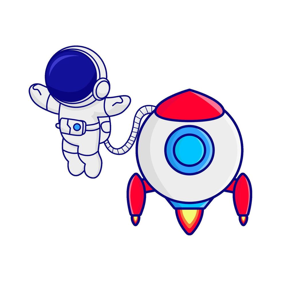 rocket with astronaut illustration vector