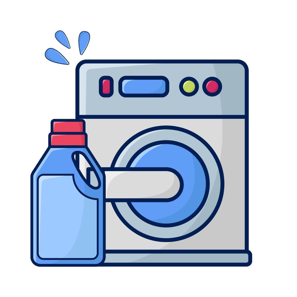 Lavado máquina con botella detergente ilustración vector