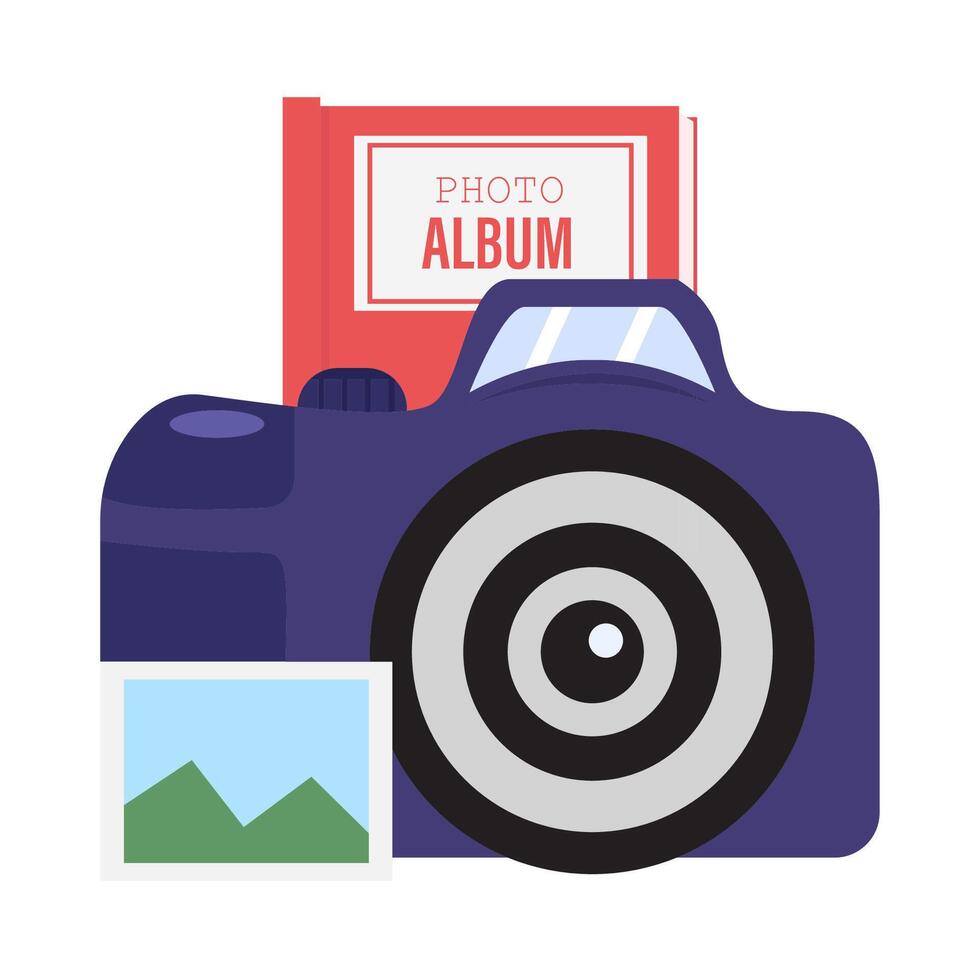 camera photo, picture with album book picture illustration vector