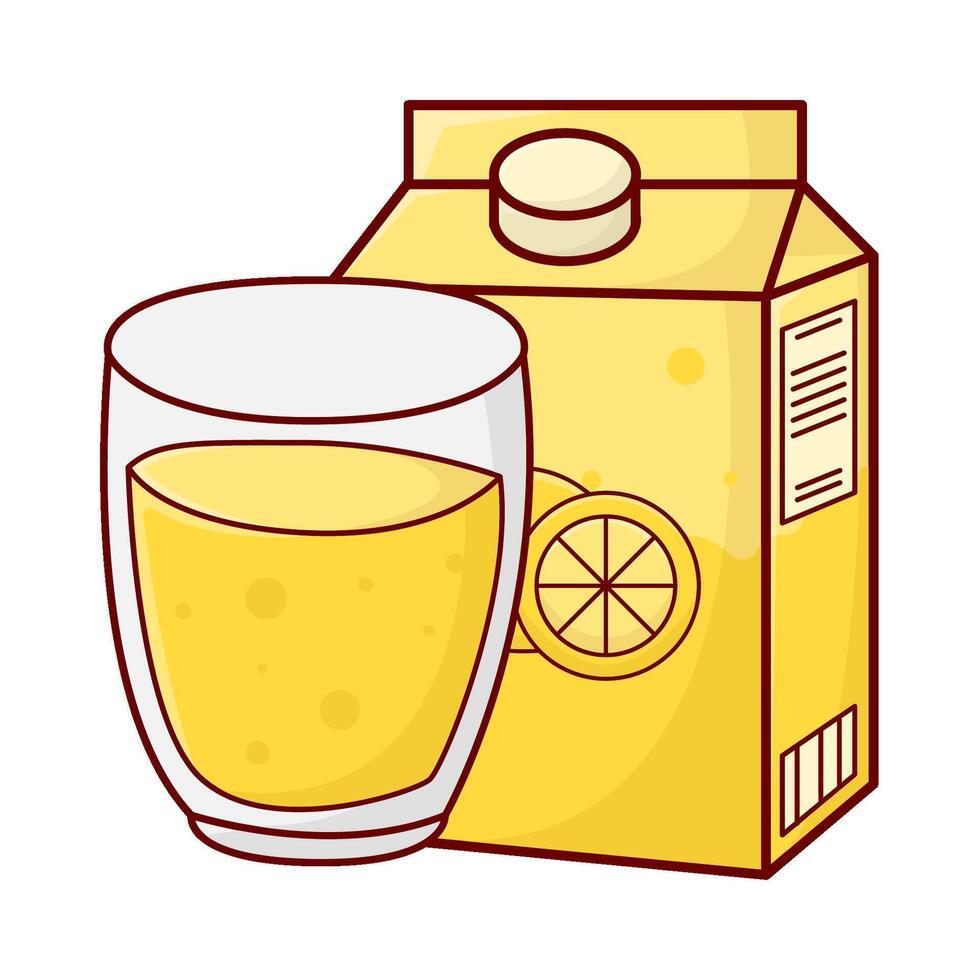 box lemon juice with glass lemon juice illustration vector