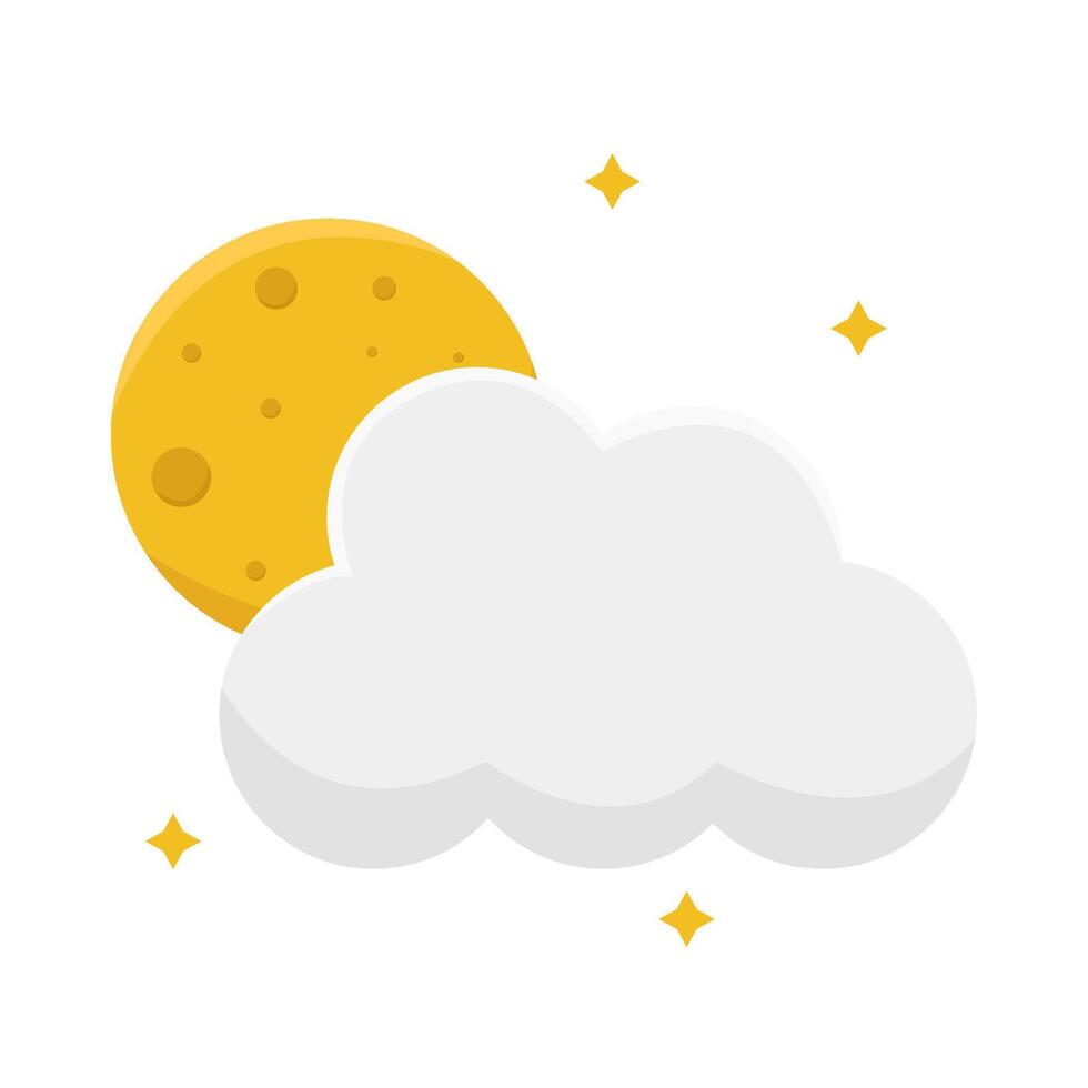 cloud moon with sparkle illustration vector