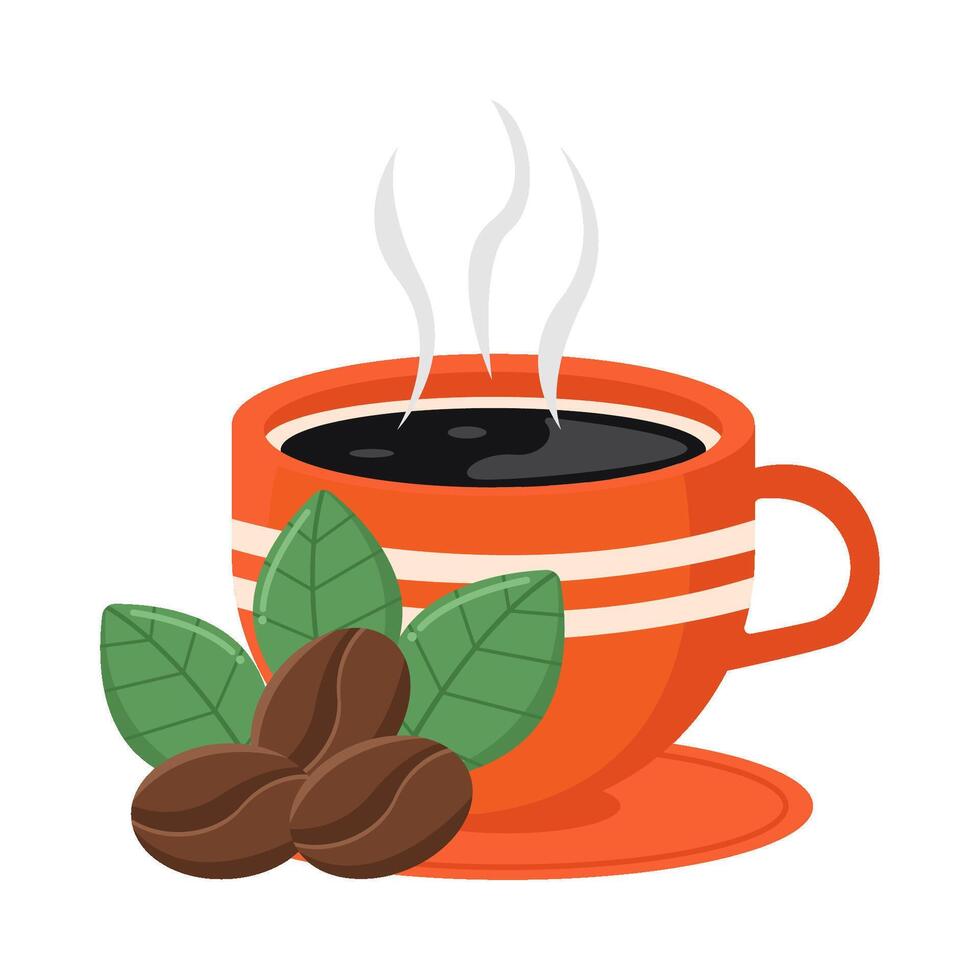 vaso café bebida con café frijoles ilustración vector