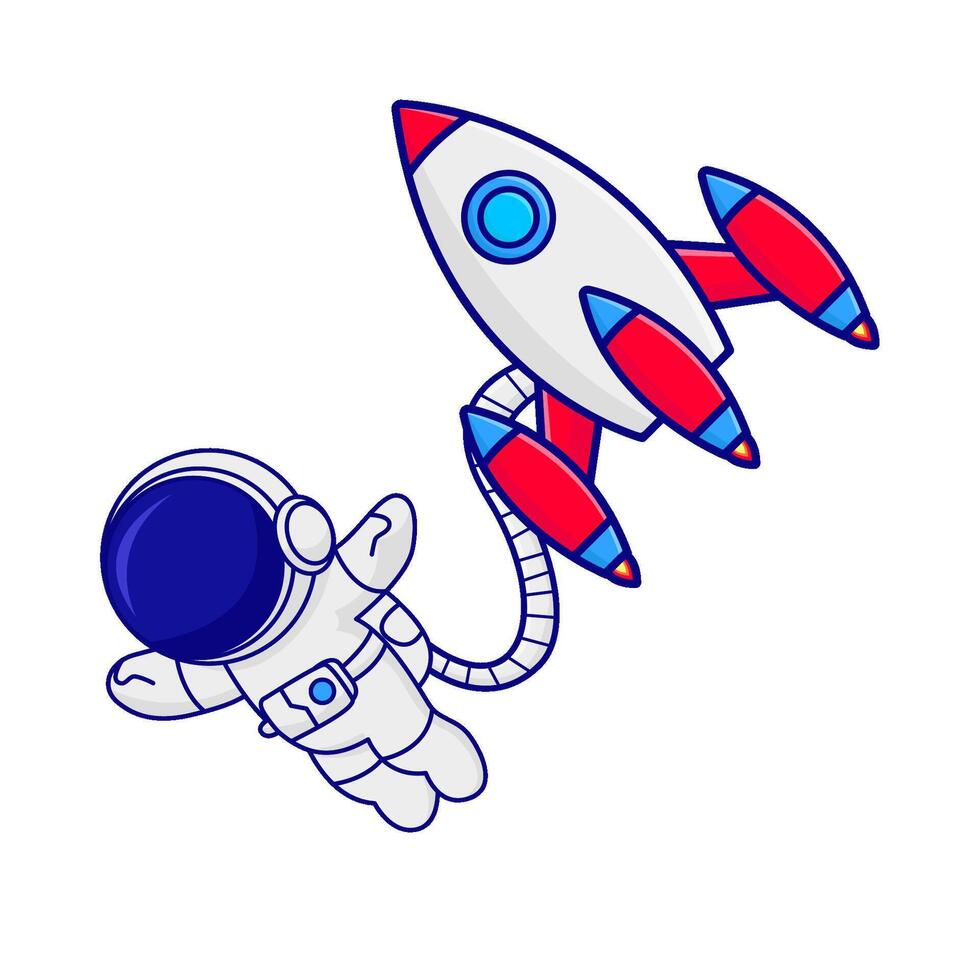 cohete con astronauta ilustración vector