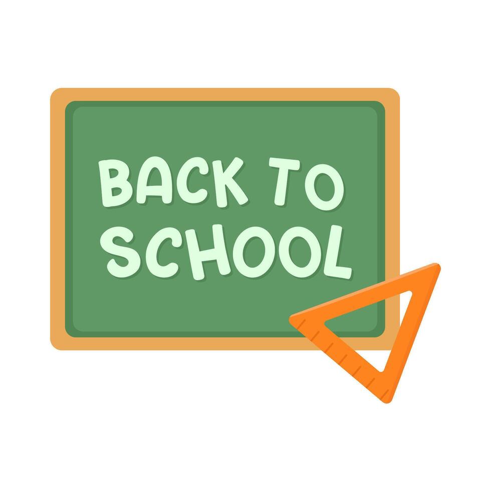 back to school text  in board with triangle ruler illustration vector