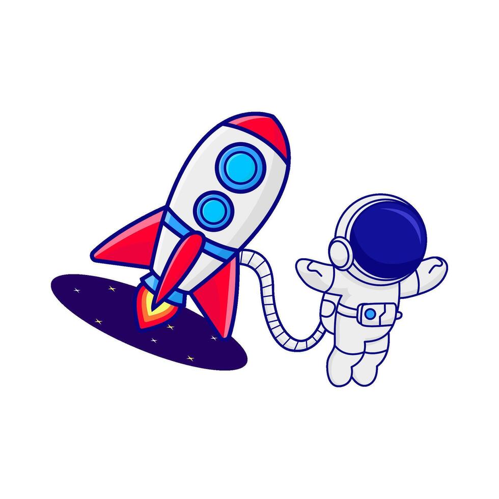 rocket with astronaut illustration vector