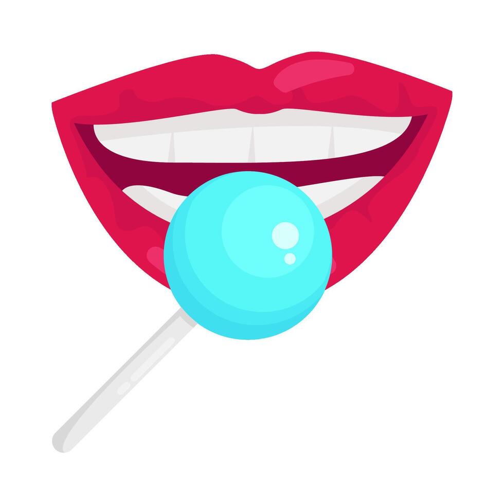 lips women with lollipop illustration vector