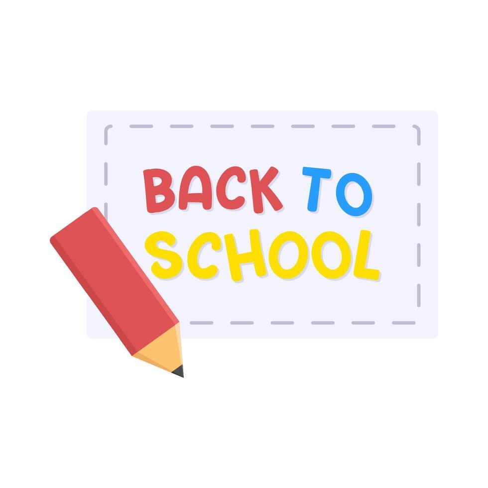 back to school text  in paper with pencil illustration vector