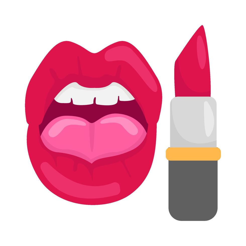 labios mujer con lápiz labial ilustración vector