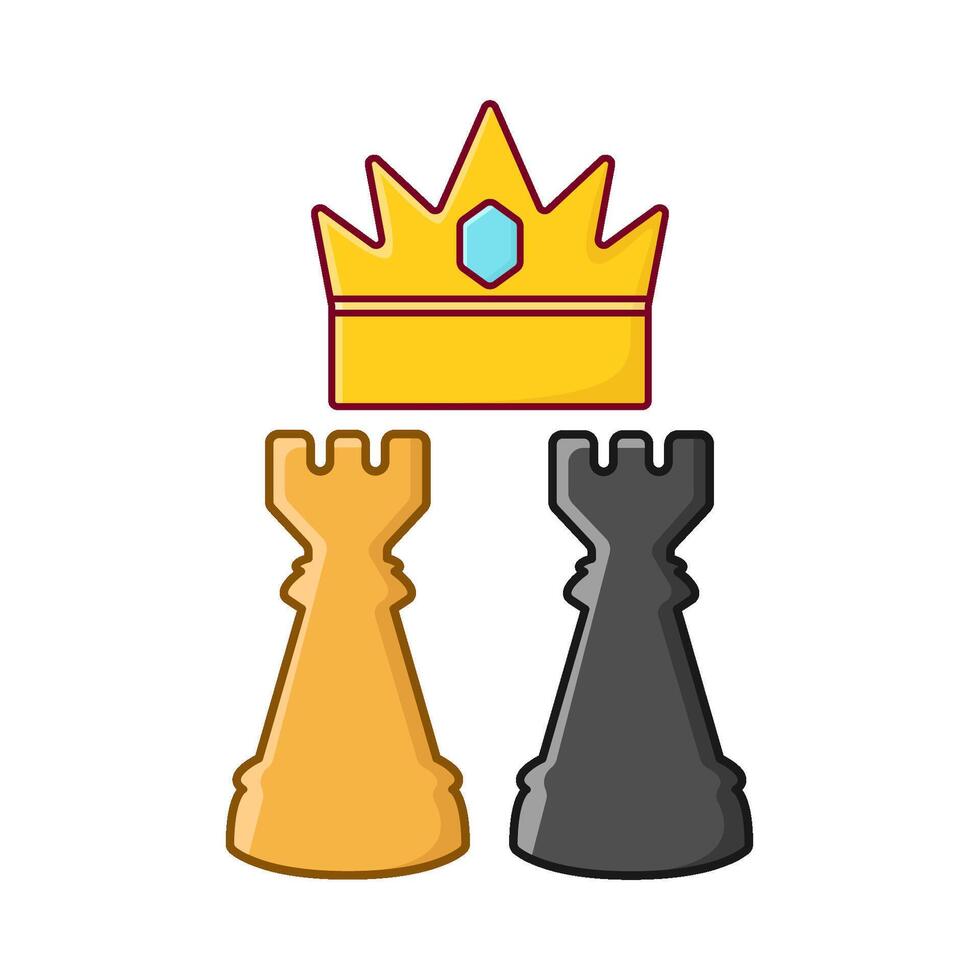 crown with rook chess illustration vector