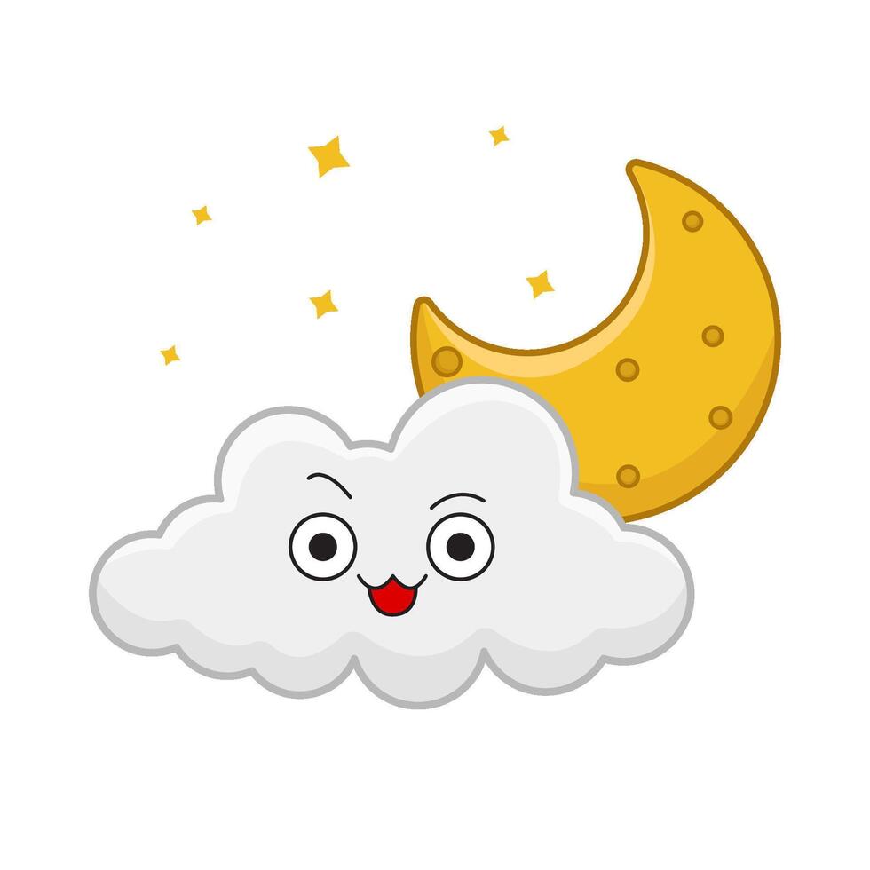 moon cloud with sparkle illustration vector