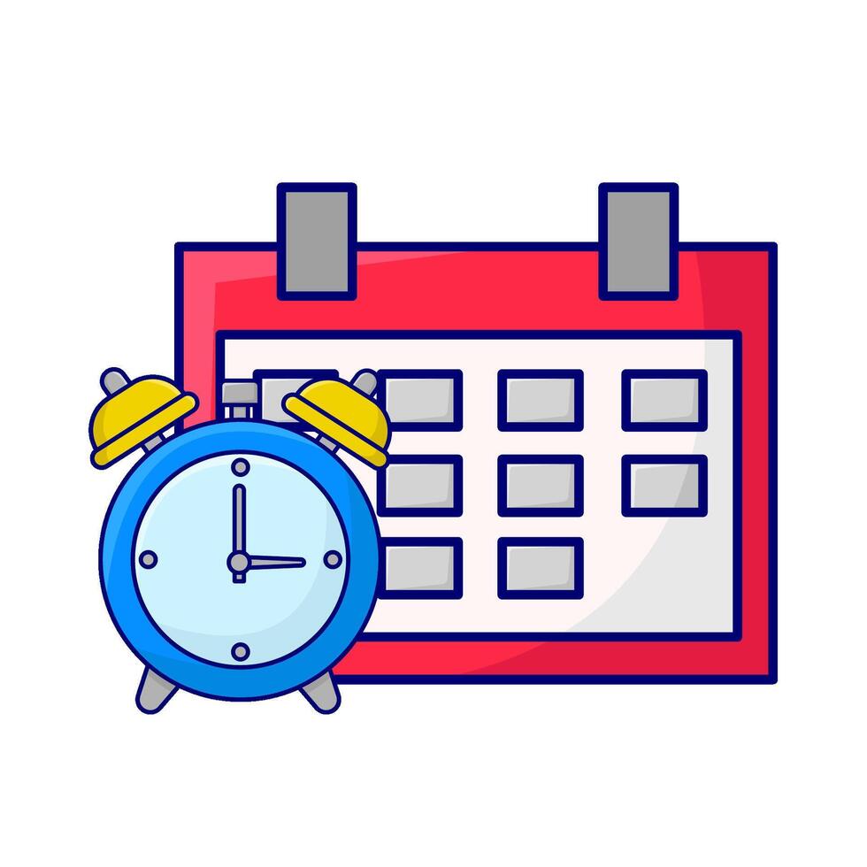 calendar with alarm clock time illustration vector