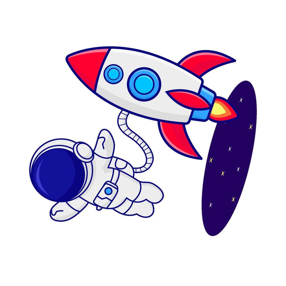 rocket with astronaut illustration vector