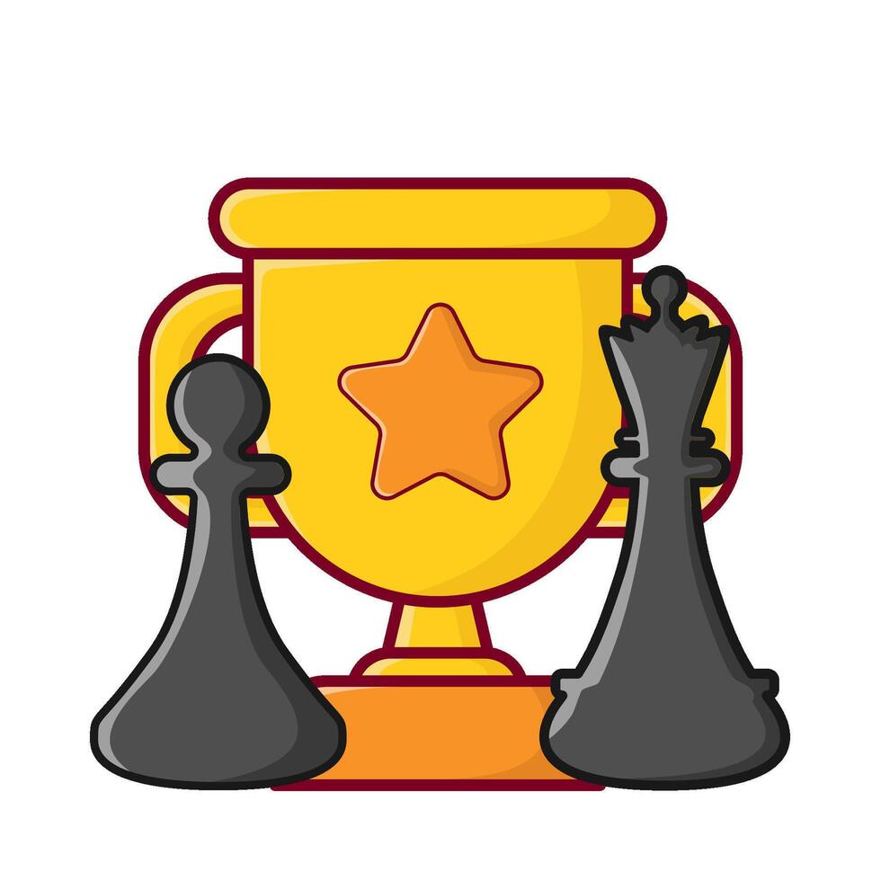pawn chess, bishop chess with trophy illustration vector
