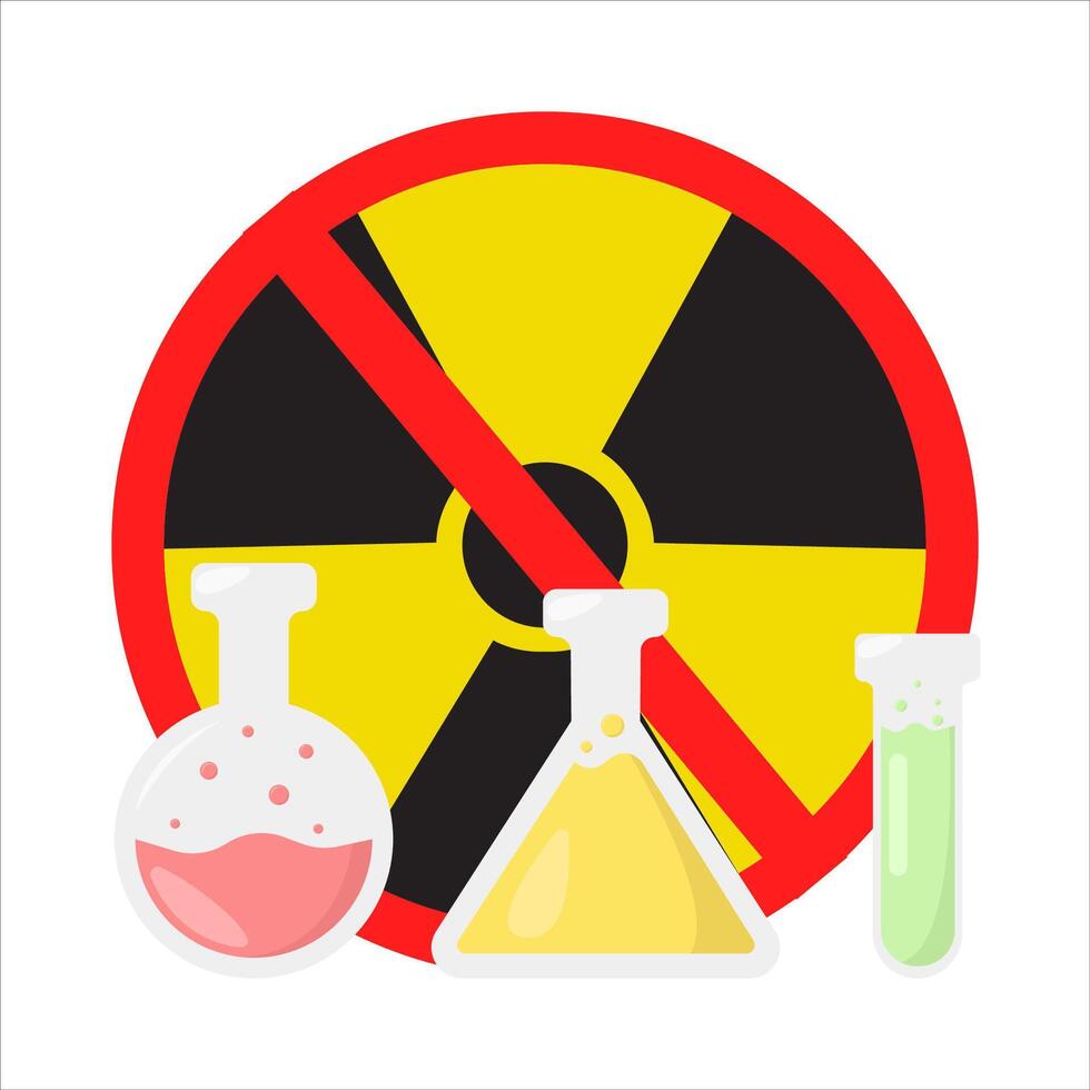 radiation in  no sign board with  potion illustration vector