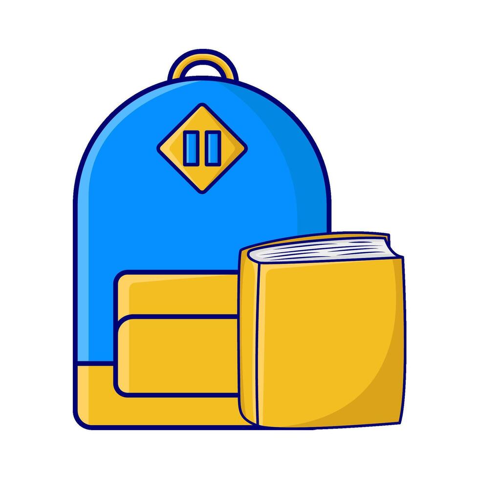 mochila colegio con libro ilustración vector