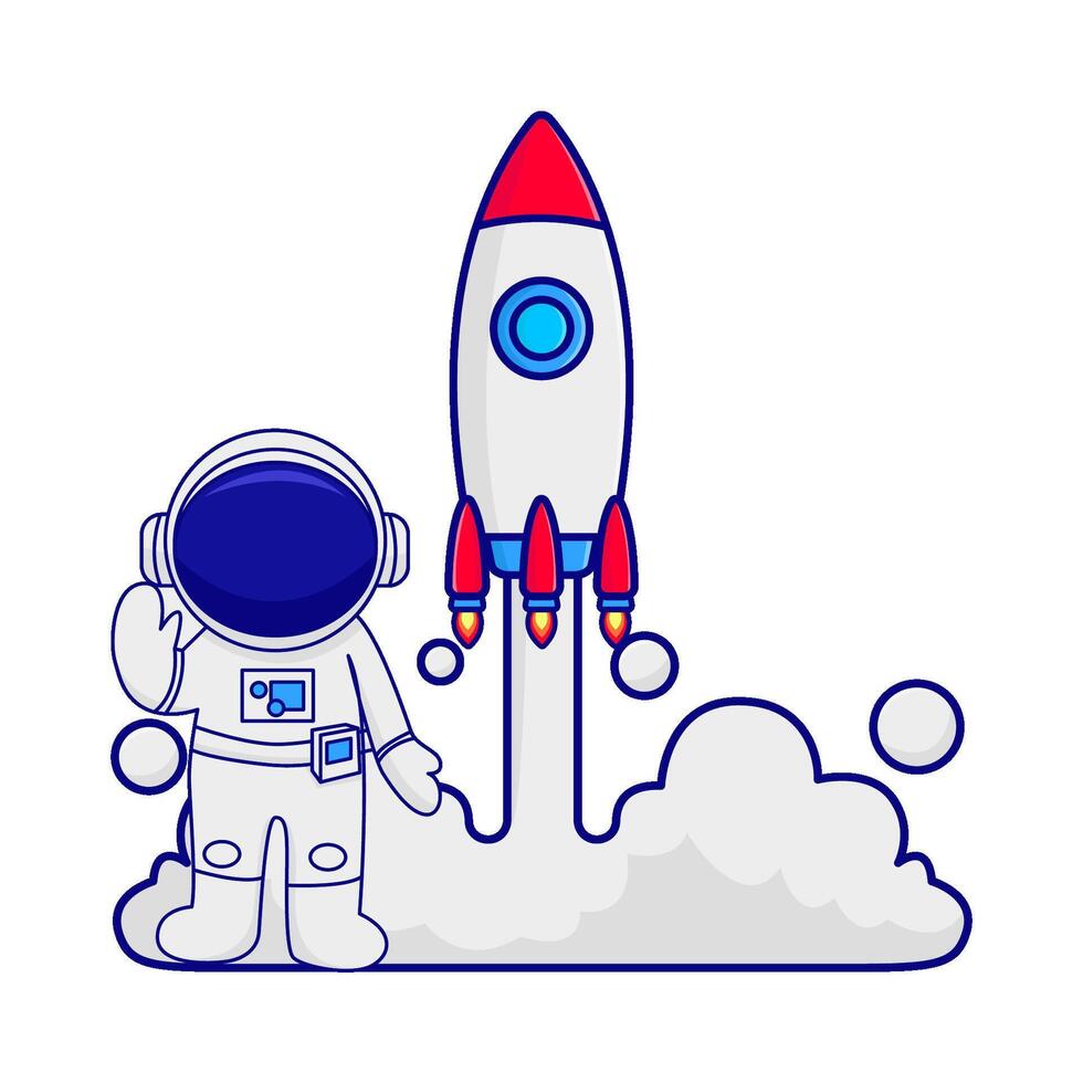 cohete con astronauta ilustración vector