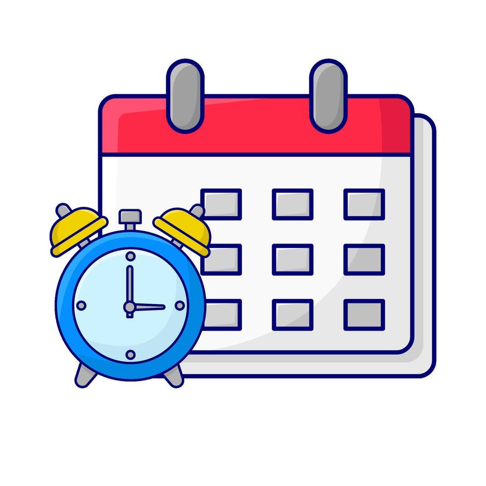 calendar with alarm clock time illustration vector