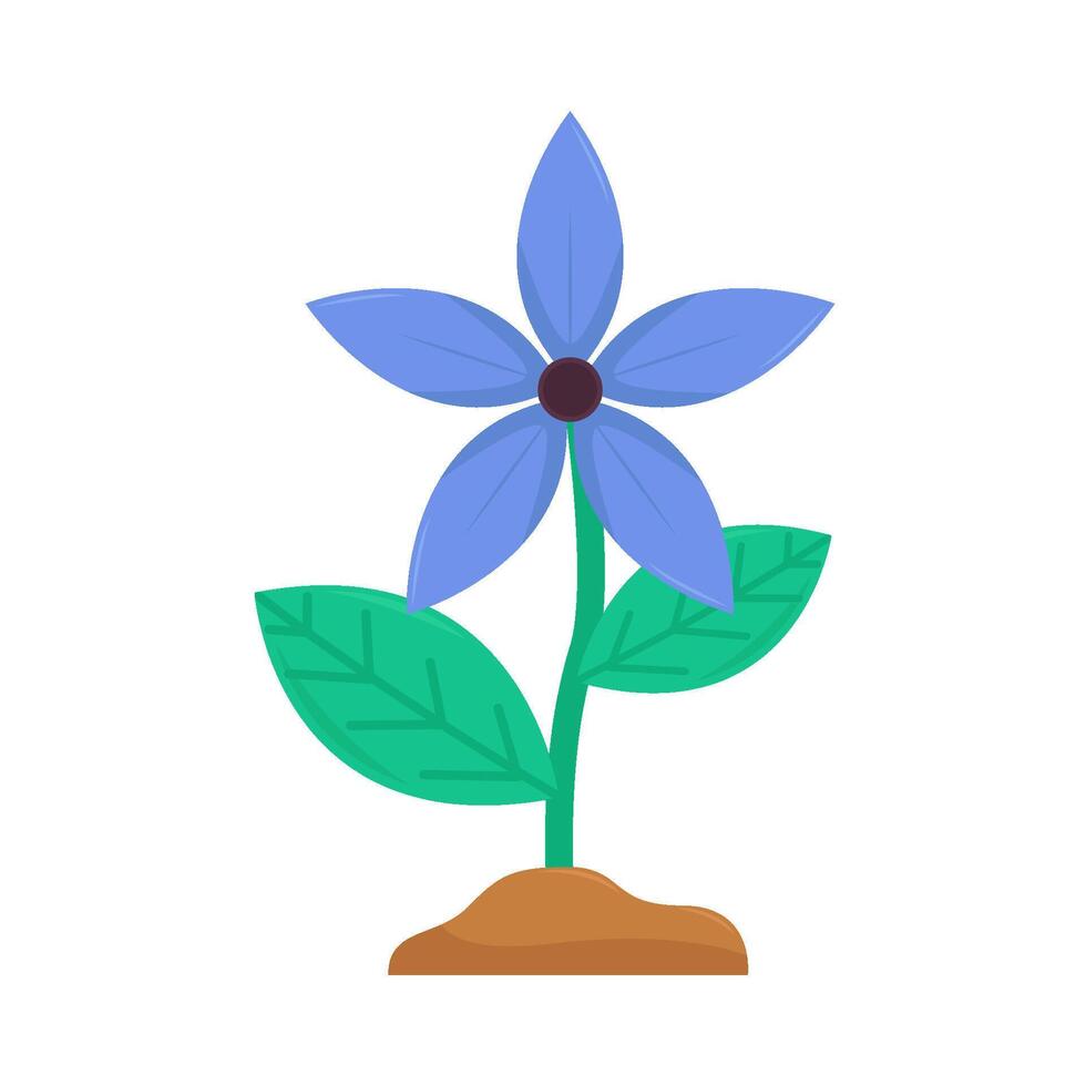 flower plant in soil illustration vector