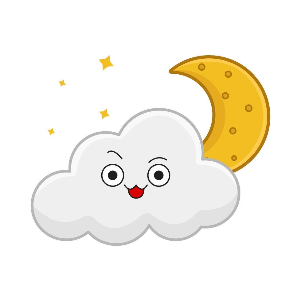 moon cloud with sparkle illustration vector