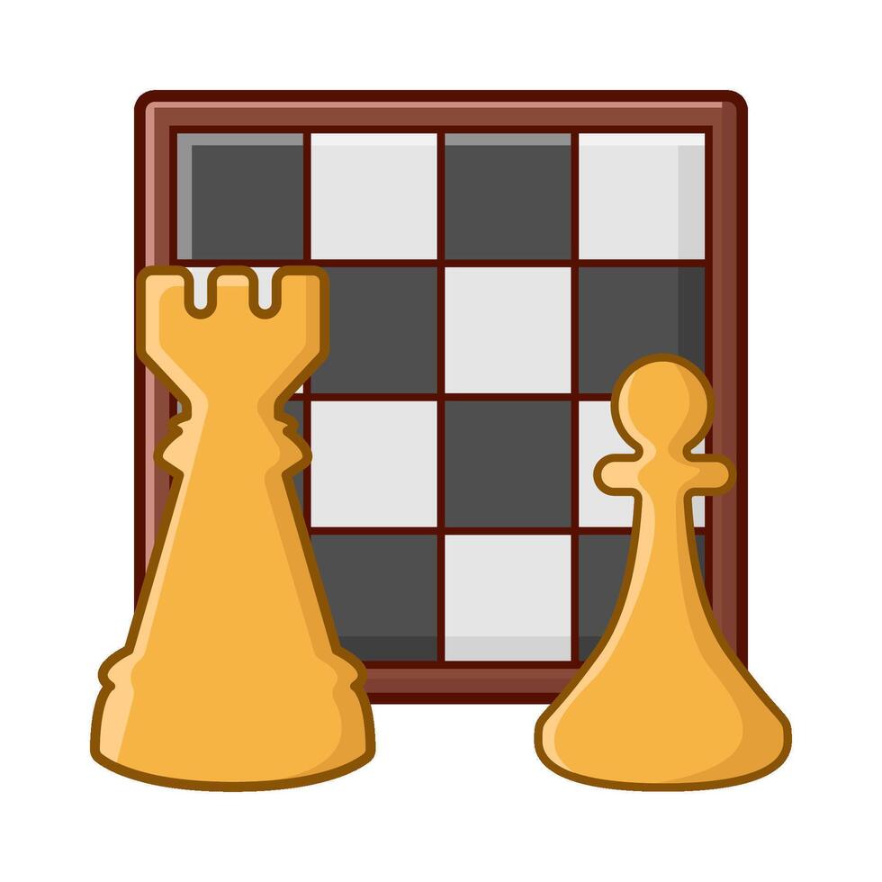 rook chess, pawn chess with board chess illustration vector